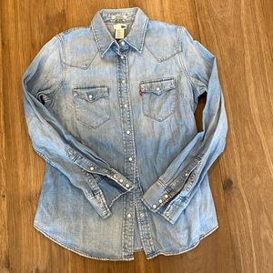 Light wash denim button down shirt never worn with no tags